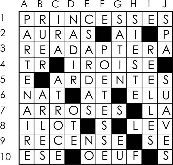 Solutions des mots croisés du précédent numéro