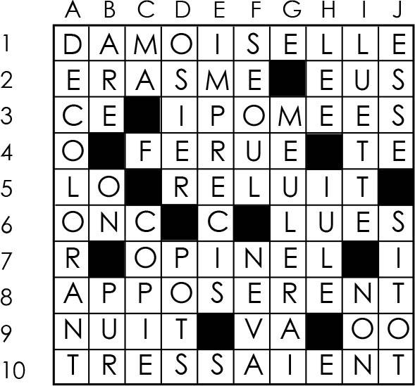Solutions des mots croisés du précédent numéro