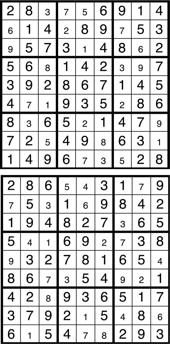 Solutions des sudokus du précédent numéro