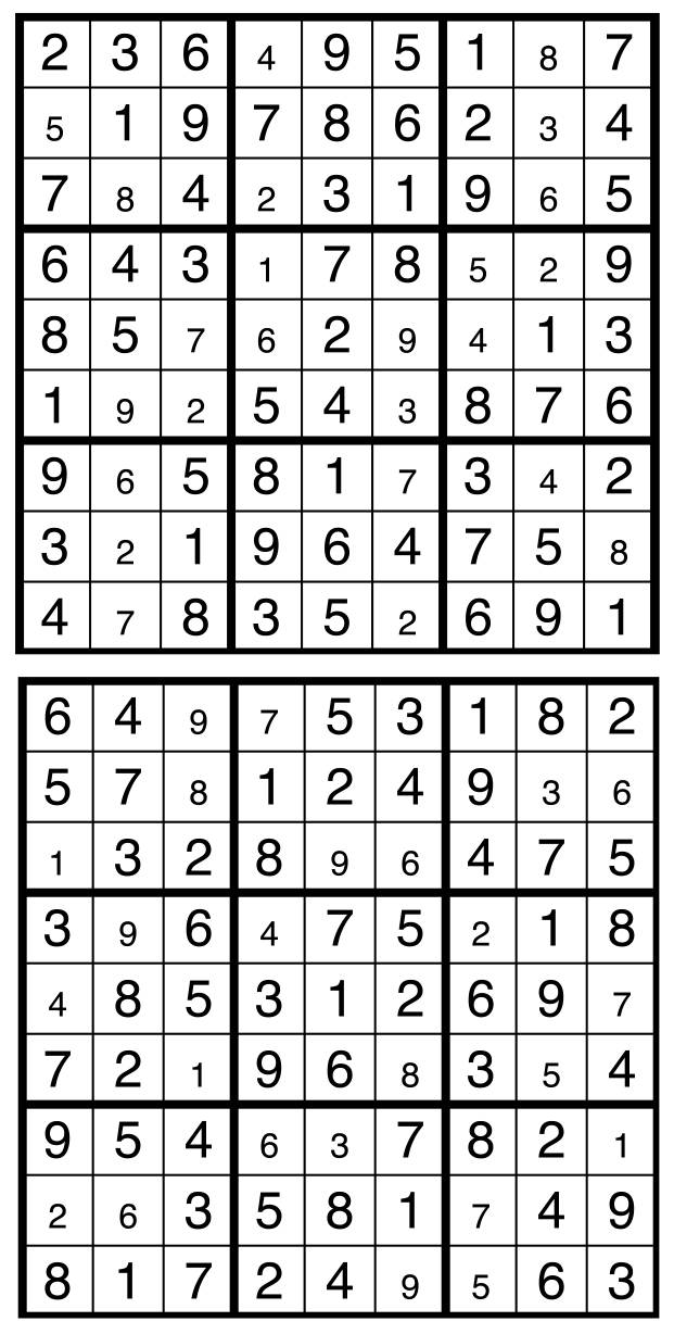 Solutions des sudokus du précédent numéro