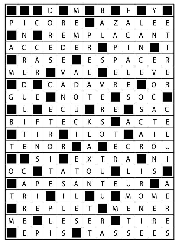 Solutions des mots fléchés du précédent numéro