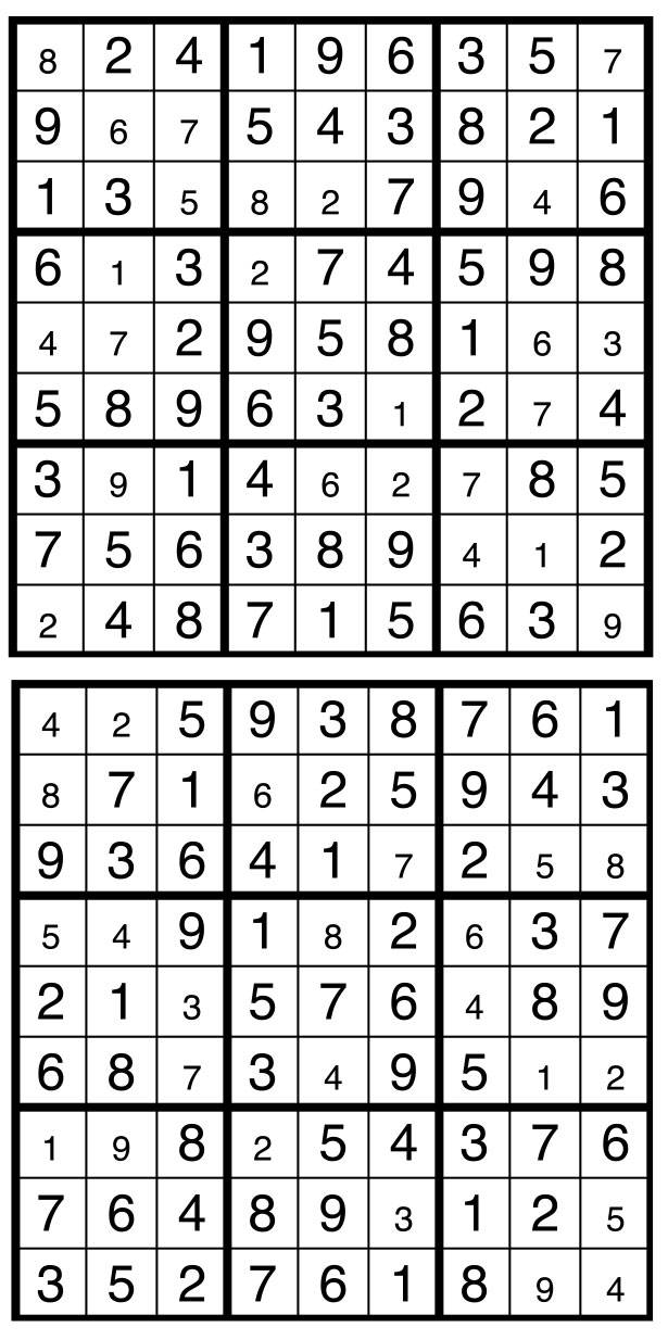 Solutions des sudokus du précédent numéro