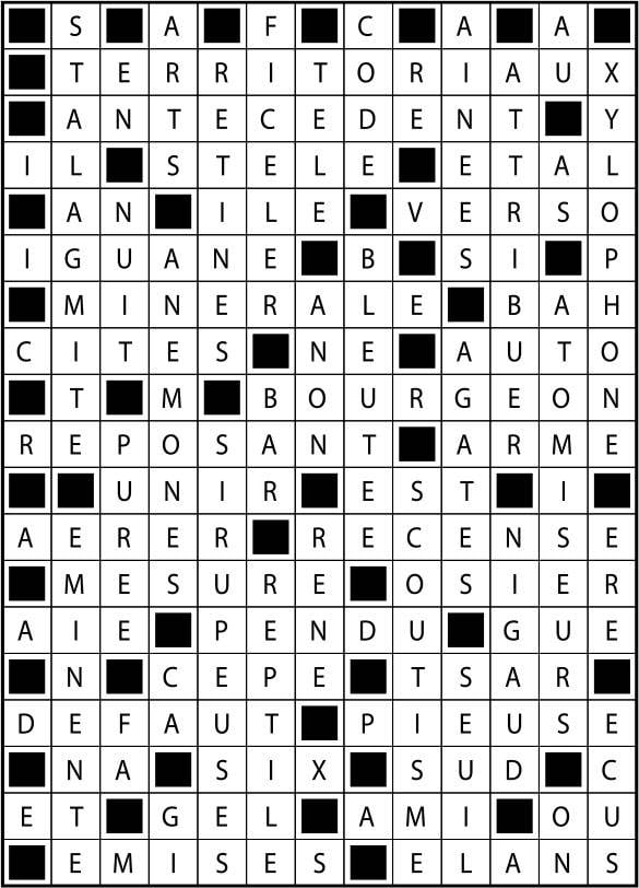 Solutions des mots fléchés du précédent numéro