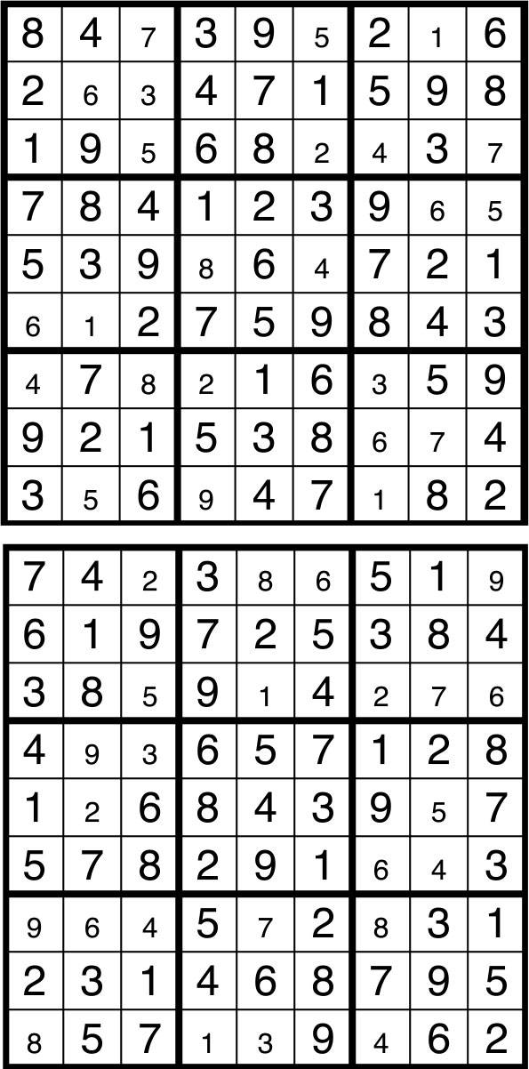 Solutions des sudokus du précédent numéro