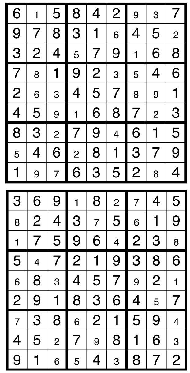 Solutions des sudokus du précédent numéro