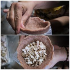 Tanya Doueihy shapes domes of kibbeh. (Credit: Joao Sousa/ L'Orient Today)