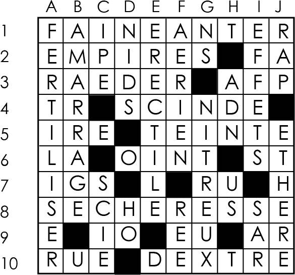Solutions des mots croisés du précédent numéro