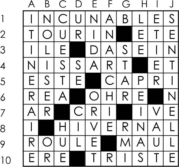 Solutions des mots croisés du précédent numéro