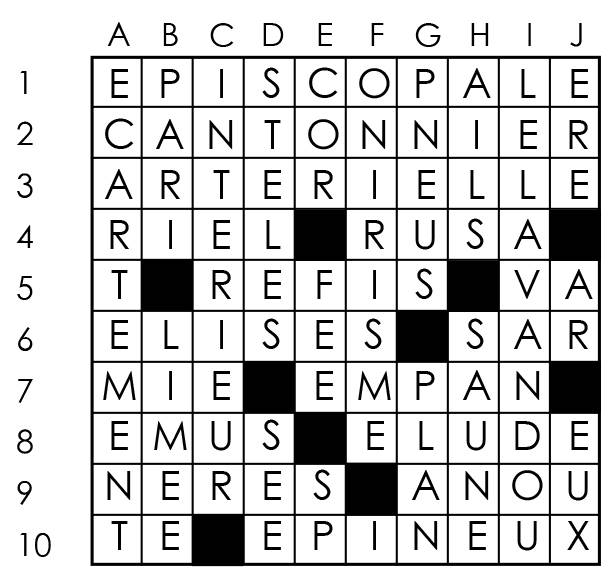 Solutions des mots croisés du précédent numéro