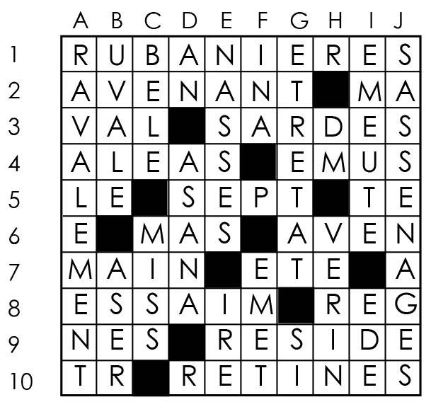 Solutions des mots croisés du précédent numéro