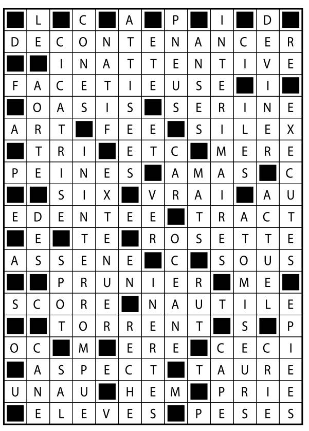 Solutions des mots fléchés du précédent numéro