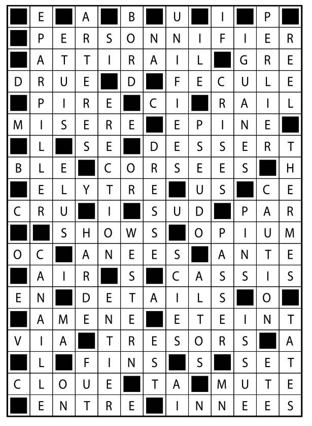 Solutions des mots fléchés du précédent numéro