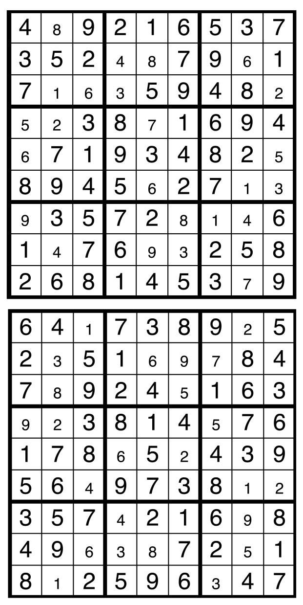 Solutions des sudokus du précédent numéro