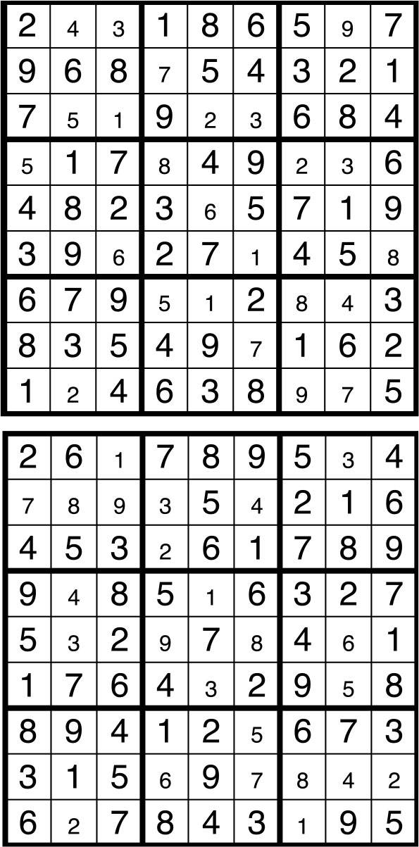 Solutions des sudokus du précédent numéro