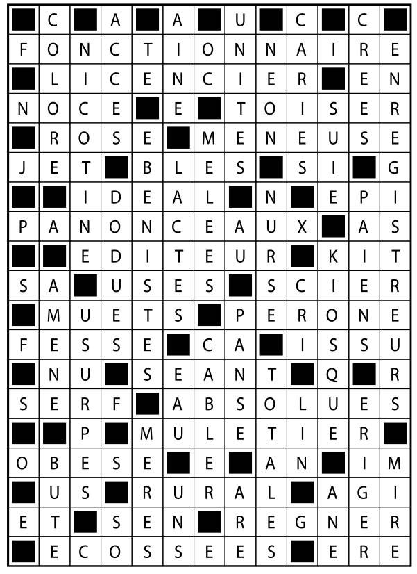 Solutions des mots fléchés du précédent numéro