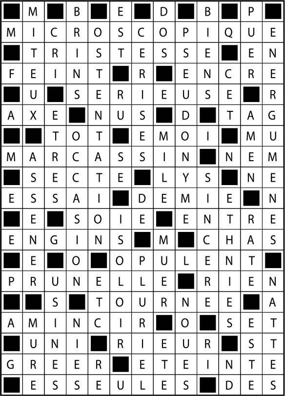 Solutions des mots fléchés du précédent numéro