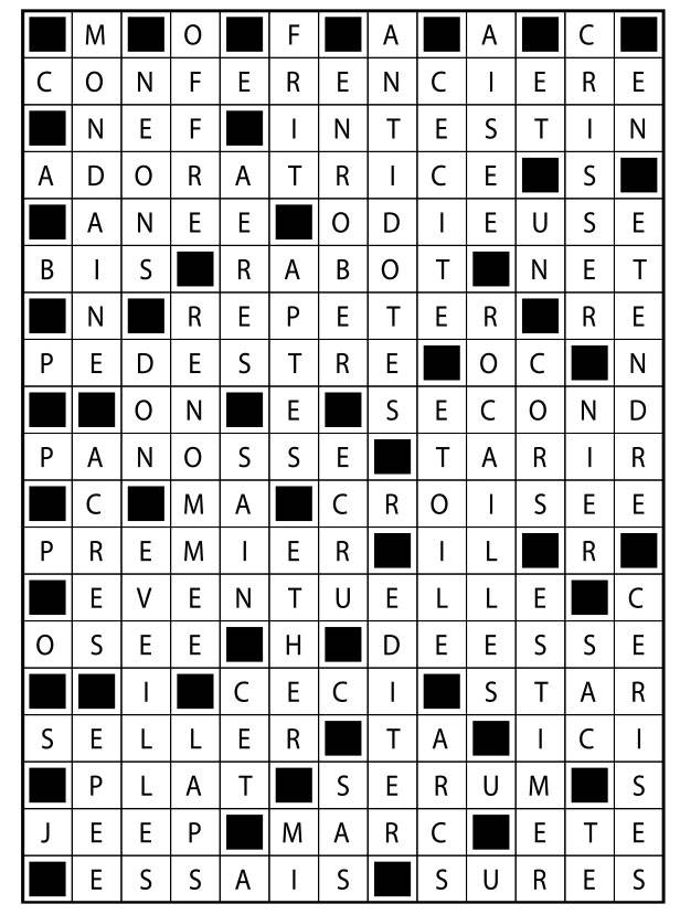 Solutions des mots fléchés du précédent numéro