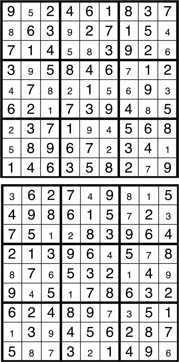 Solutions des sudokus du précédent numéro