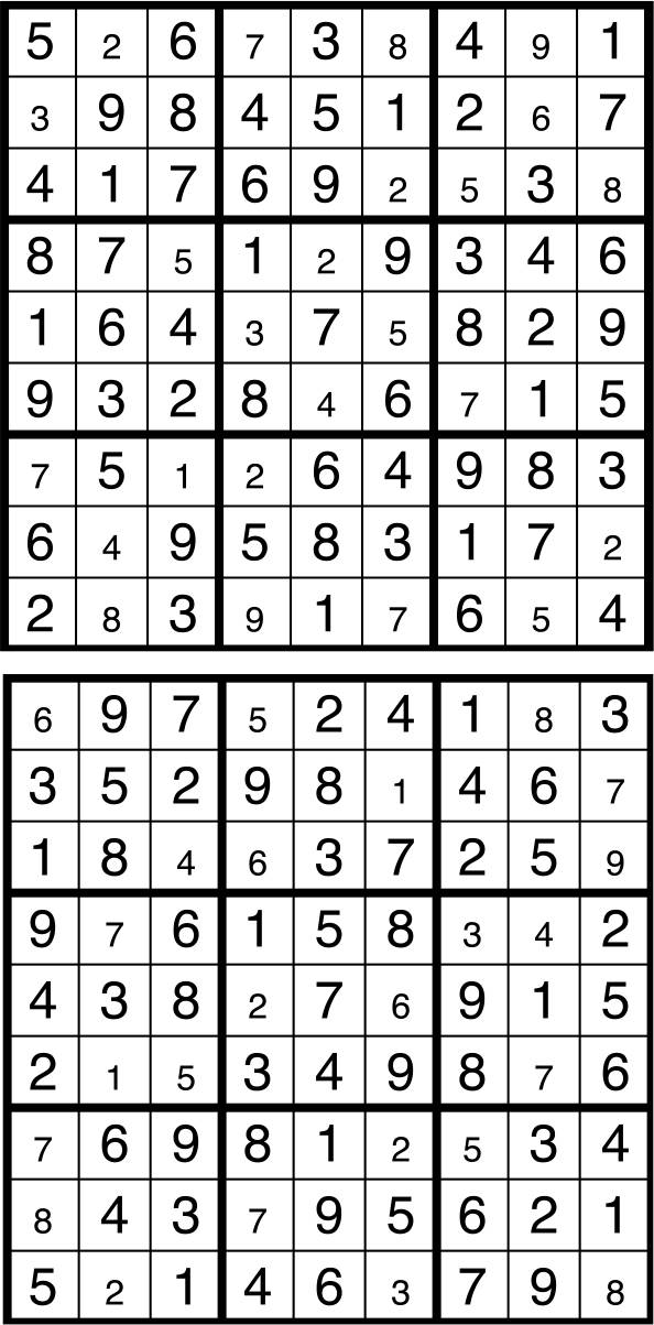 Solutions des sudokus du précédent numéro