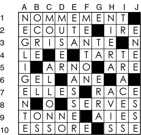 Solutions des mots croisés du précédent numéro