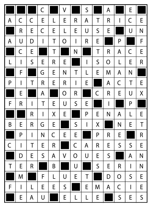 Solutions des mots fléchés du précédent numéro