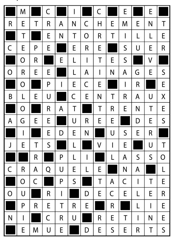 Solutions des mots fléchés du précédent numéro