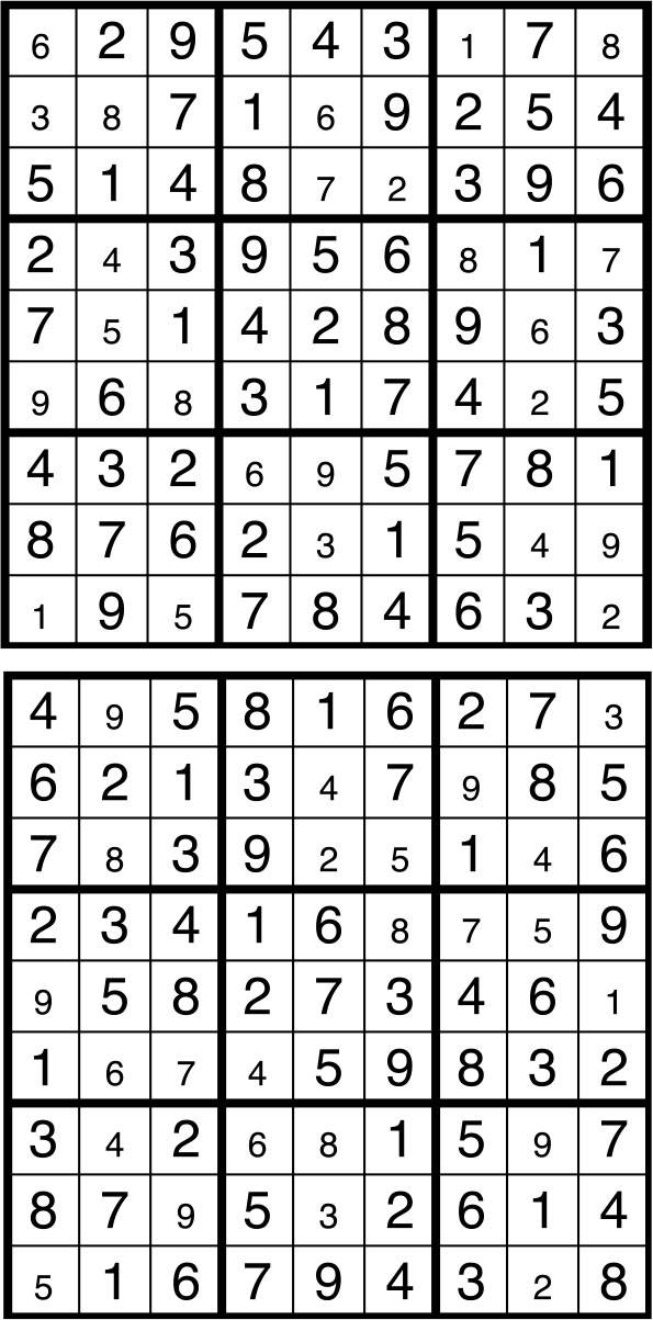 Solutions des sudokus du précédent numéro