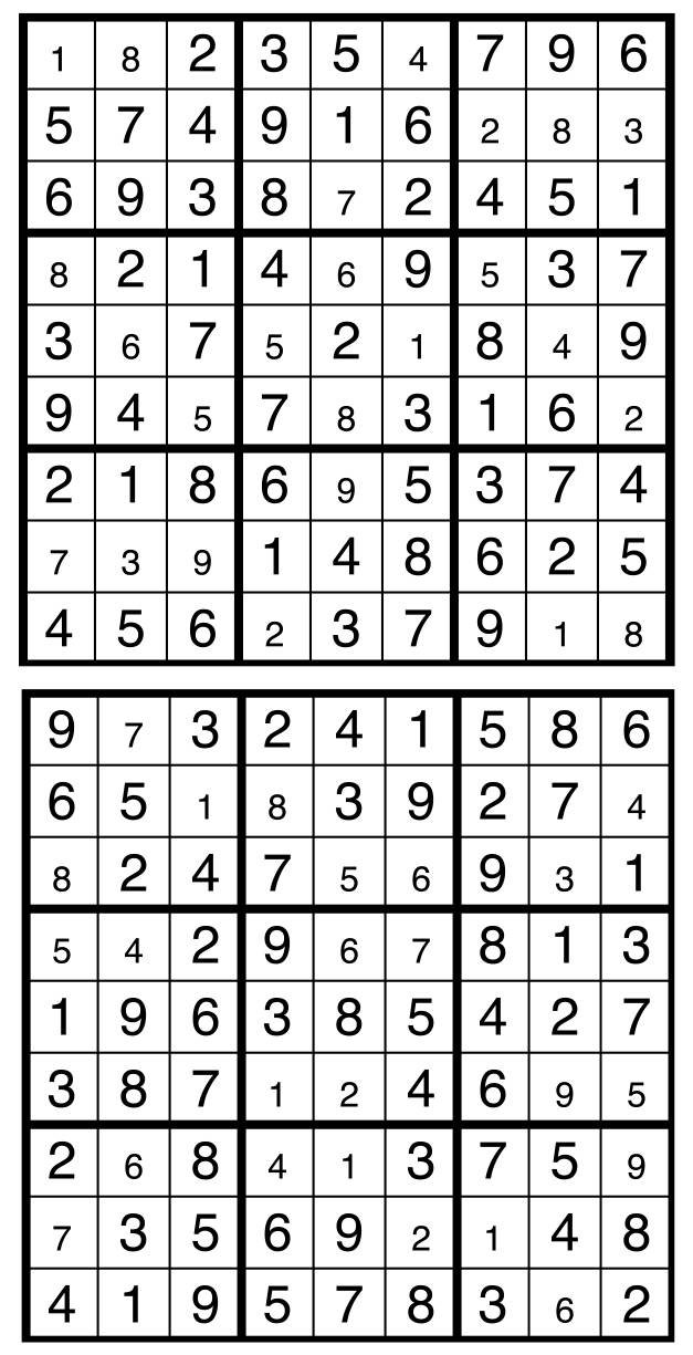 Solutions des sudokus du précédent numéro