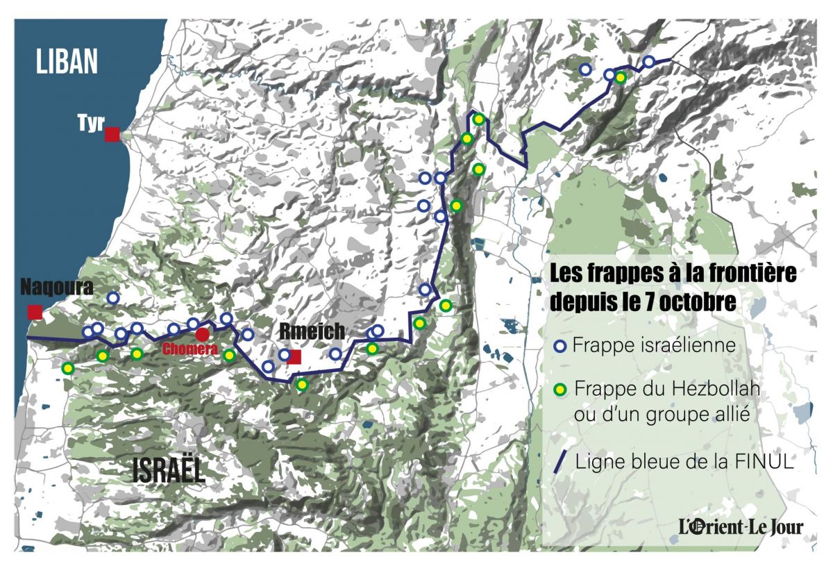 En carte : les frappes à la frontière entre le Liban et Israël depuis le 7 octobre