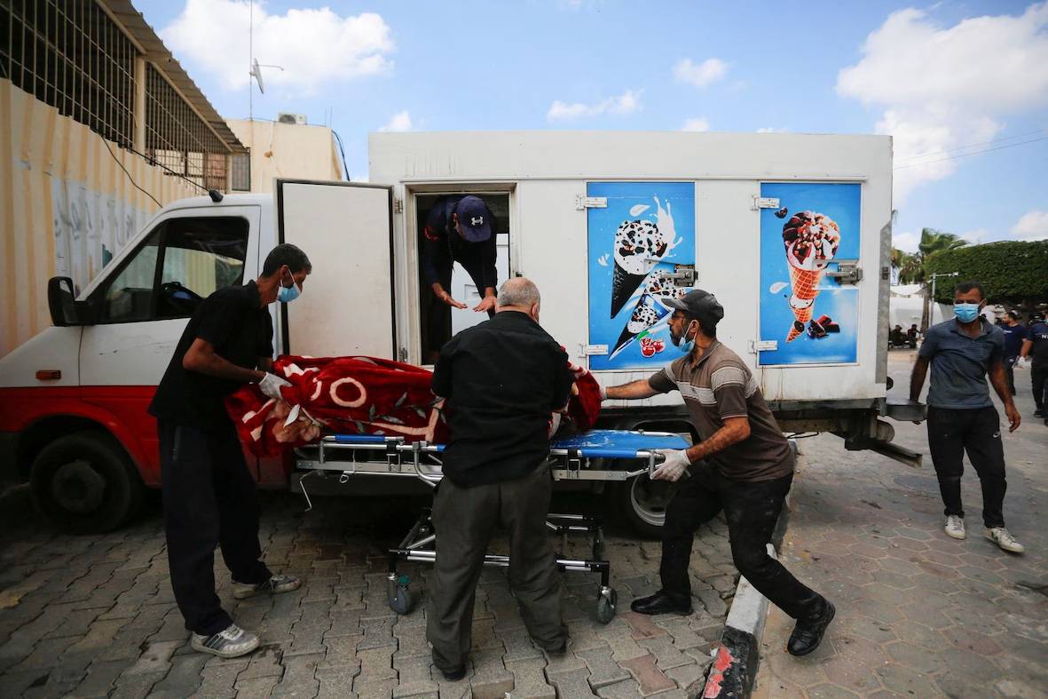 As Gaza death toll rises, bodies are stored in ice cream trucks