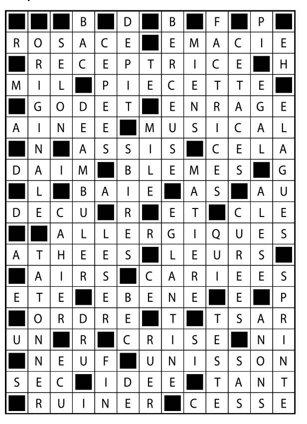 Solutions des mots fléchés du précédent numéro