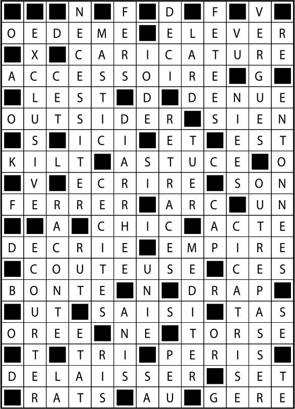 Solutions des mots fléchés du précédent numéro