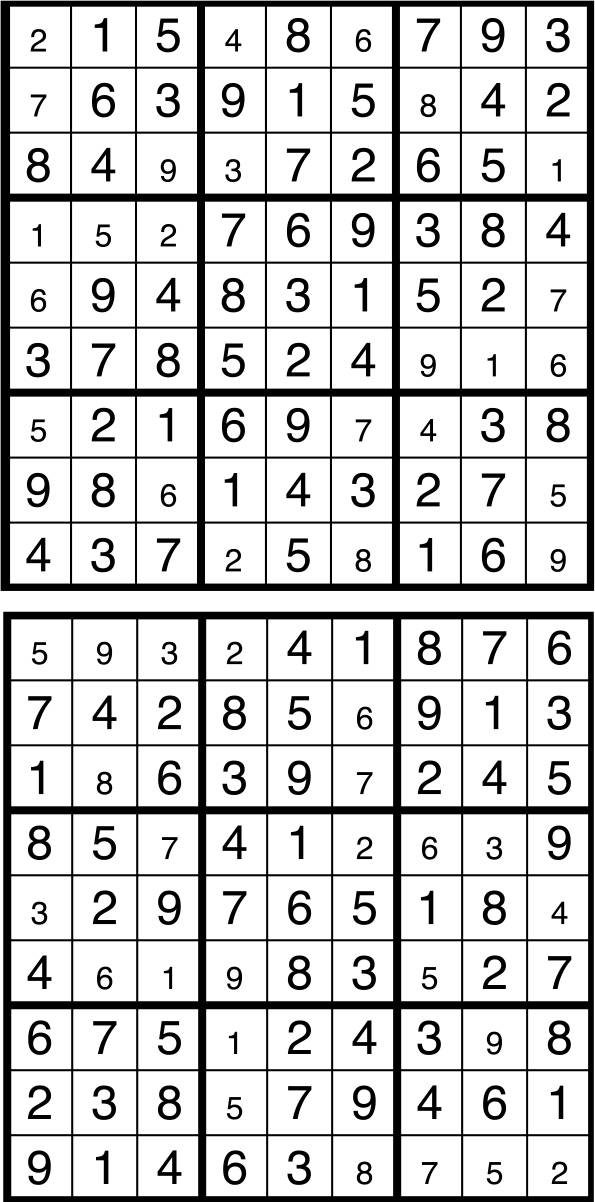 Solutions des sudokus du précédent numéro