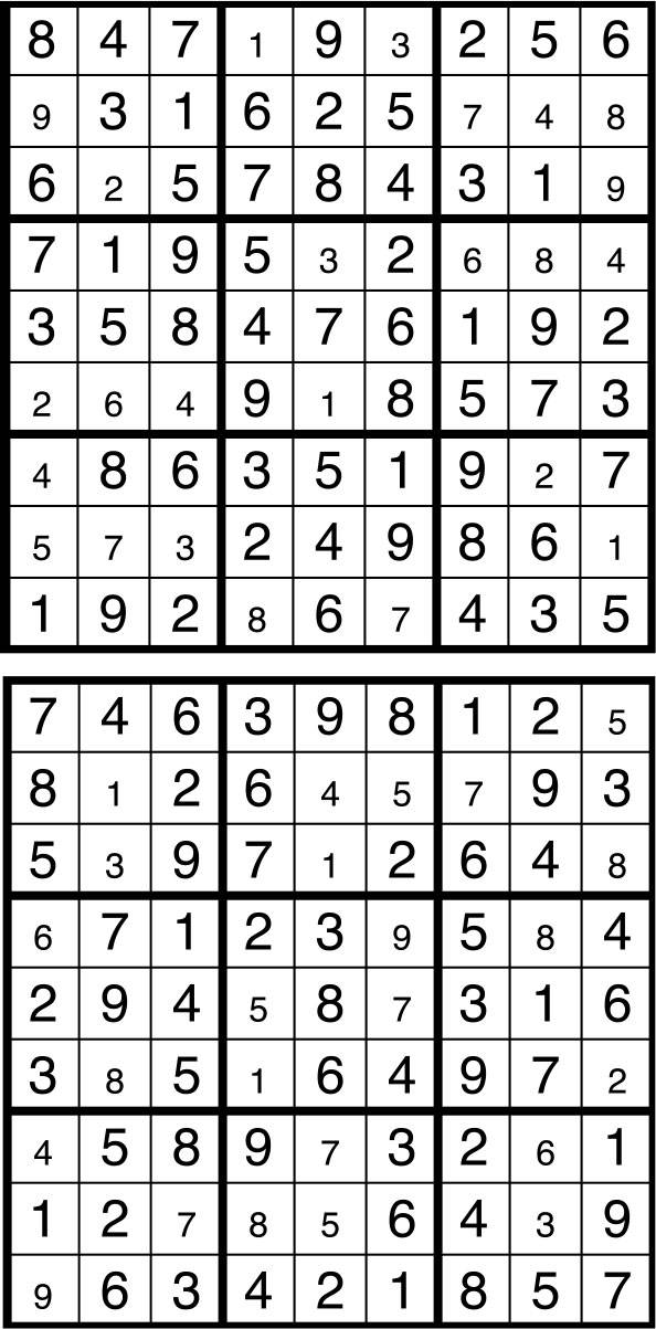 Solutions des sudokus du précédent numéro