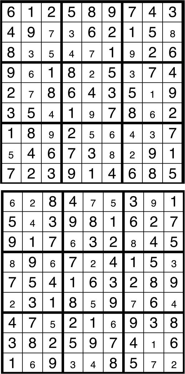 Solutions des sudokus du précédent numéro