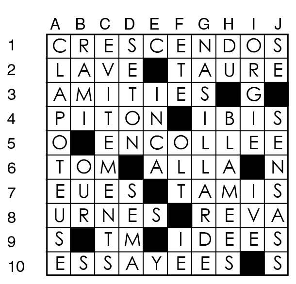 Solutions des mots croisés du précédent numéro
