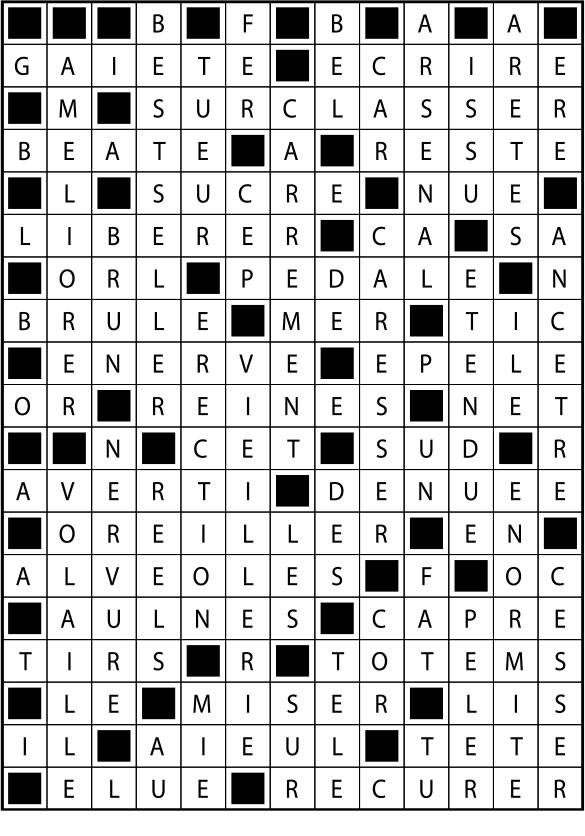 Solutions des mots fléchés du précédent numéro