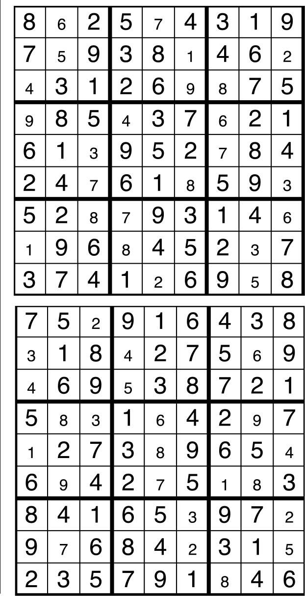 Solutions des sudokus du précédent numéro