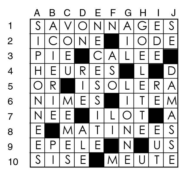Solutions des mots croisés du précédent numéro