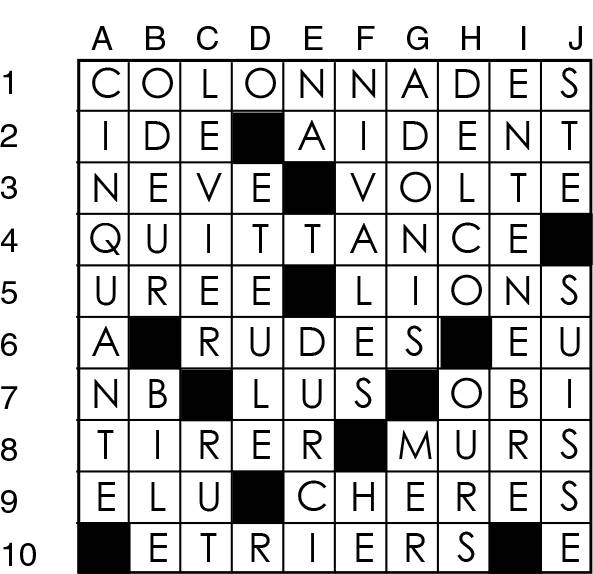 Solutions des mots croisés du précédent numéro