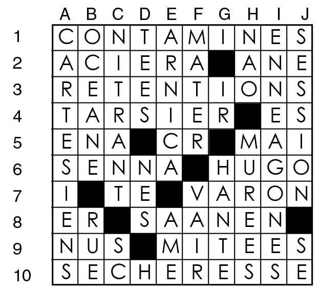 Solutions des mots croisés du précédent numéro