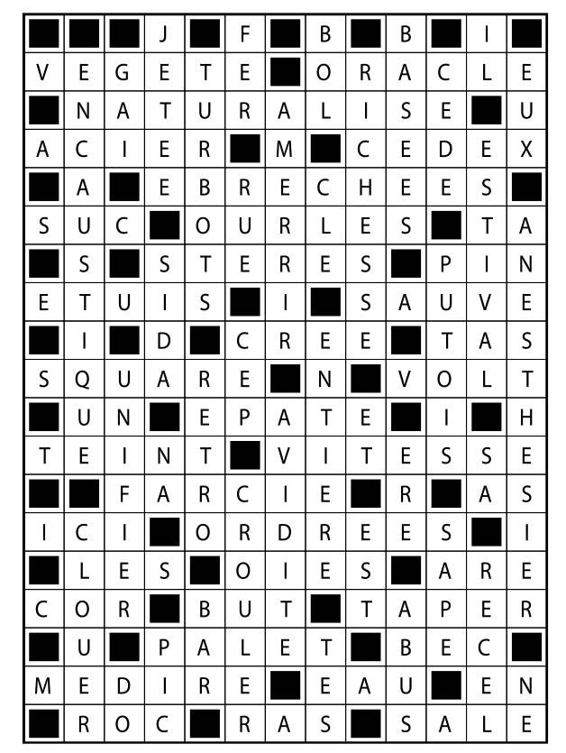 Solutions des mots fléchés du précédent numéro