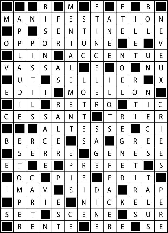 Solutions des mots fléchés du précédent numéro