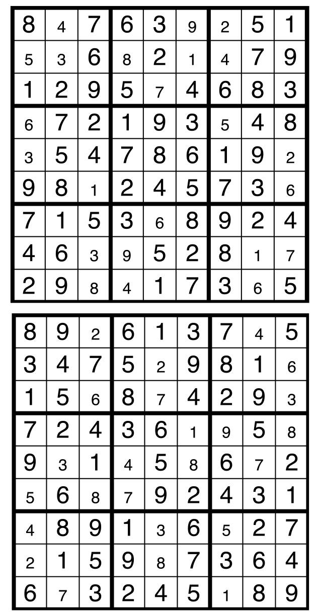 Solutions des sudokus du précédent numéro