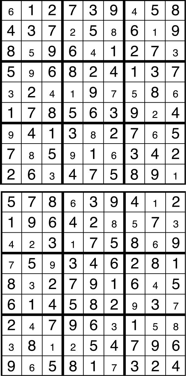 Solutions des sudokus du précédent numéro