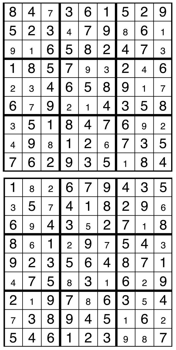 Solutions des sudokus du précédent numéro