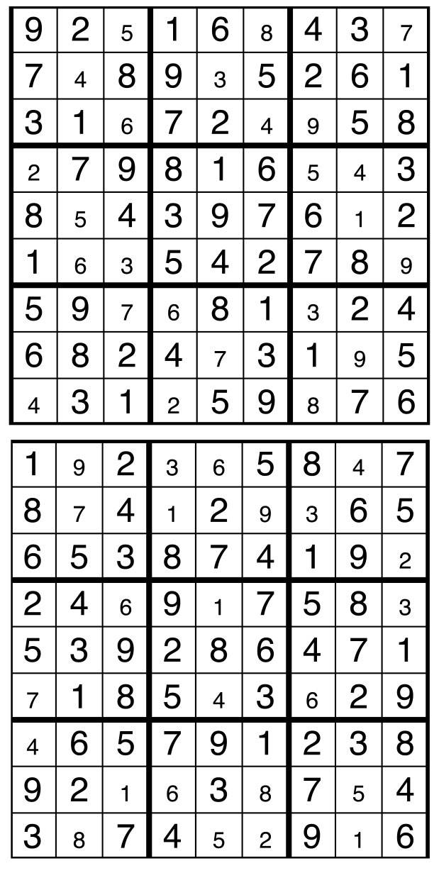 Solutions des sudokus du précédent numéro