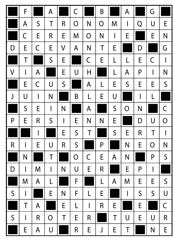 Solutions des mots fléchés du précédent numéro