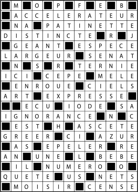 Solutions des mots fléchés du précédent numéro