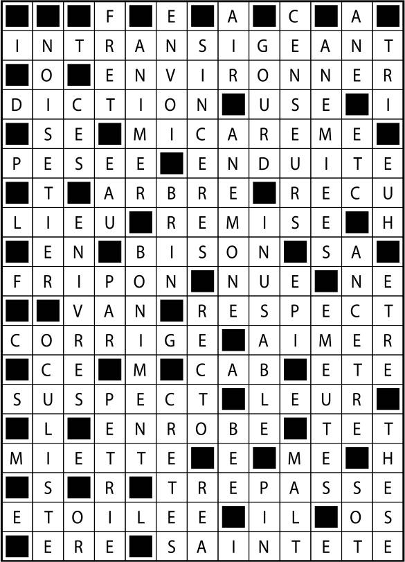 Solutions des mots fléchés du précédent numéro